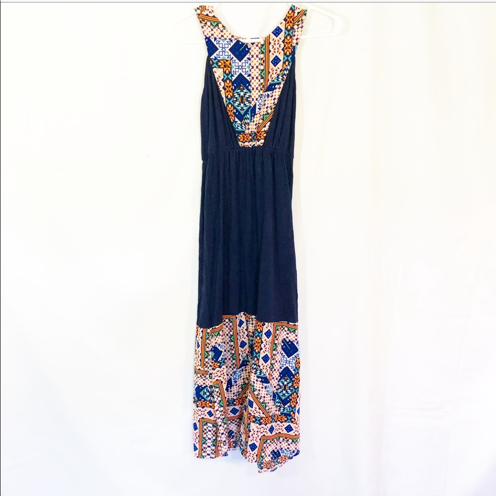 NAVY AZTEC MAXI DRESS